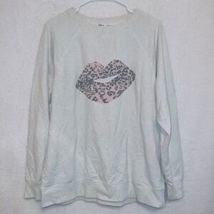 Wildfox Leopard Print Lips Pullover Crew Neck Sweatshirt size small